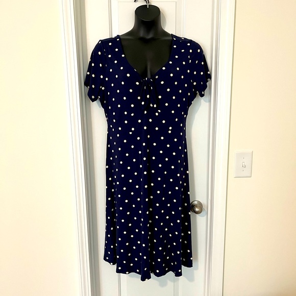 Old Navy Short Sleeve MIDI Dress Navy and White Polka Dot Size 1X - Picture 1 of 8